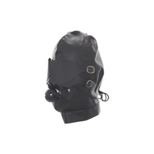 Removable Eyes & Gag Pleather Mask in Black