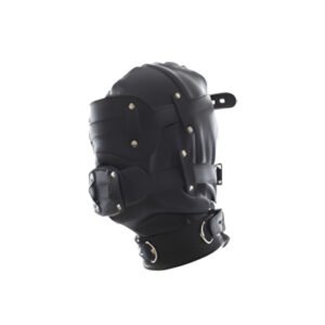 Pleather Full Face Removable Eye & Mouth with Studs in Black