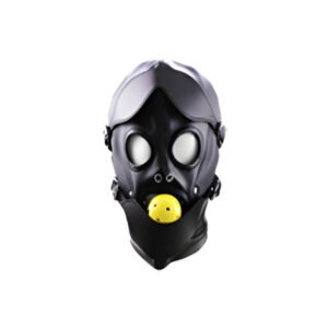 Open Eye & Yellow Ball Gag Mask in Black