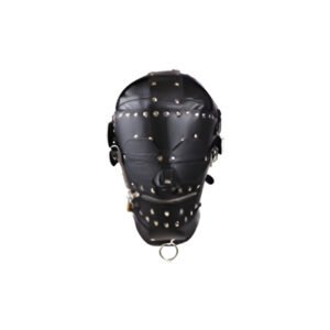 Pleather Full Face Lockable Mouth with Studs in Black