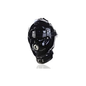 Pleather Full Face with Strap & Mouth Open Glossy in Black