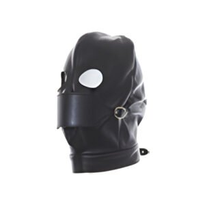 Open Eye & Removable Moth Pleather Mask in Black