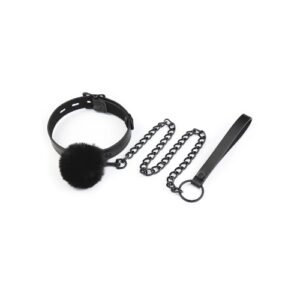 PU Leather Neck Strap, Fluff Ball with Chain