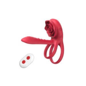 Rose Vibrating Cock Ring: 9 Frequency, Remote Control, USB Charge