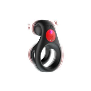 Vibrating Double Ring Cock Ring: 10 Frequency, USB Charge