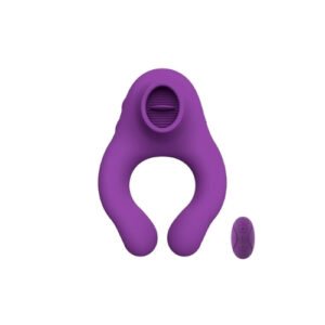 Clitoral Sucker & Vibrating Cock Ring: 7 Vibration; 7 Licking, Remote Control, USB Charge